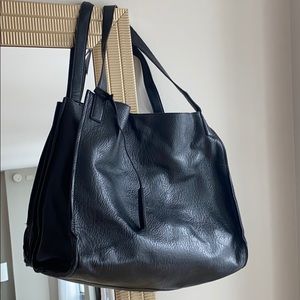Black Super Soft Vegan Leather Tote